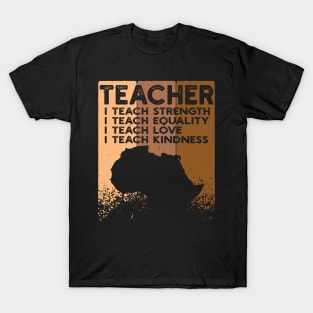 teacherBlack Women Teacher Afro Retro Black History Month T-Shirt